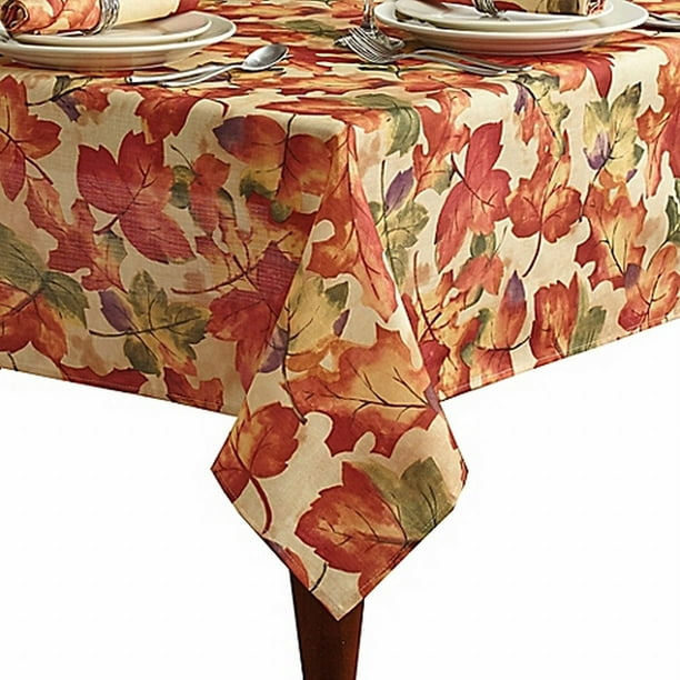 Oblong 60 X 84 in Leaf Design Fabric Fall Rust Color for sale online Harvest Season Tablecloth